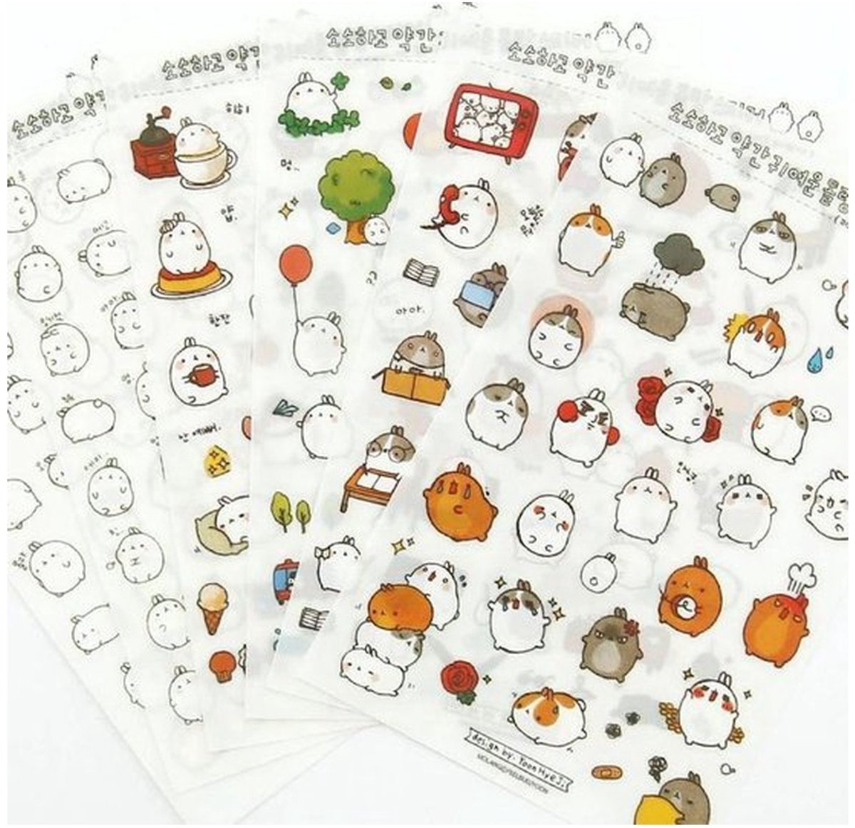 6 Vellen Kawaii Konijn Stickers – Koreaans – Journal & Scrapbooking
