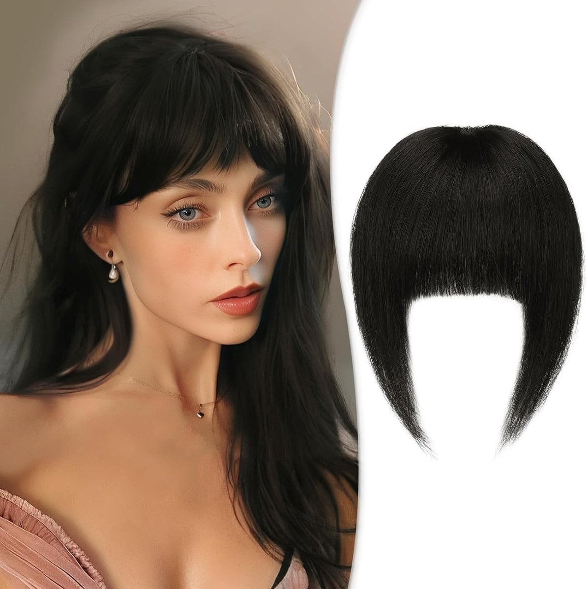 Natuurlijke Clip-in Pony van 100% Menselijk Haar - Dikke Fringe Extensions voor Vrouwen in Donkerbruin - Ideaal voor een Snelle Haarstijlverandering