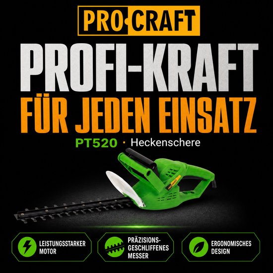 Procraft PT520 heggenschaar 520 watt 410 mm snijlengte 20 mm snijdikte van Procraft — afbeelding 2