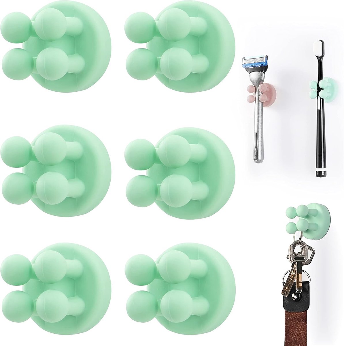 Multifunctionele Silicone Tandenborstelhouders - 6 Stuks Waterdicht en Zelfklevend voor Badkamer, Keuken en Kantoor