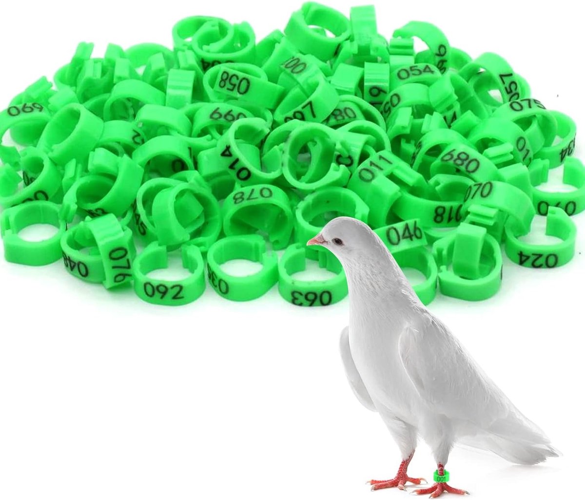 Set van 100 Identificatie Ringen voor Vogels, 8mm Kleurige Plastic Ringen voor Papegaaien, Duiven en Kwartels
