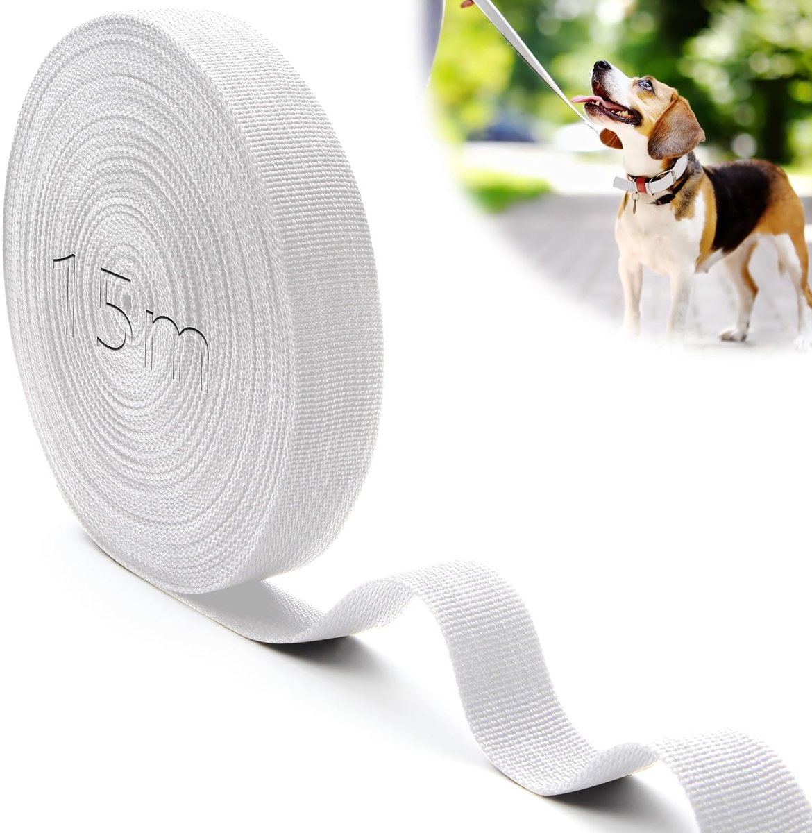 Gordel 15 m - polypropyleen nylonband - 20 mm wit - waterbestendig voor doe-het-zelf projecten - ShopVlot