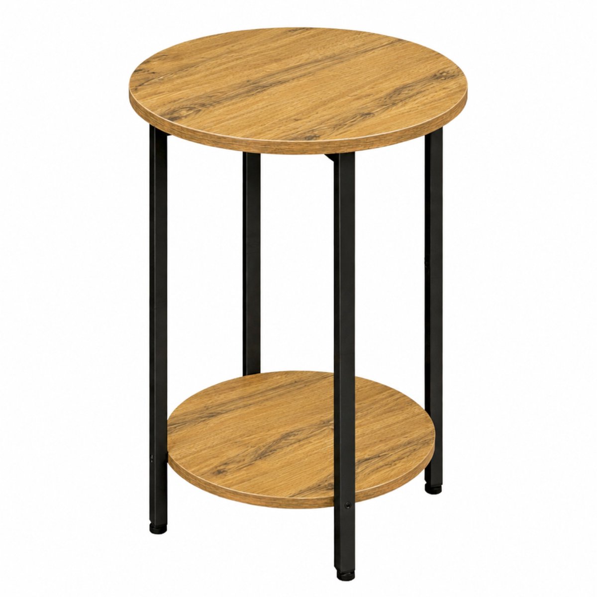 Bijzettafel - eiken/zwart - hout en metaal - 45 x 45 x 62 cm - met onderplank