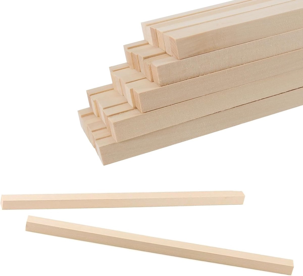 Set van 100 Houten Sticks, Vierkant, 30 cm x 5 mm, Ideaal voor Creatief Knutselen, Houtbewerking en DIY Projecten