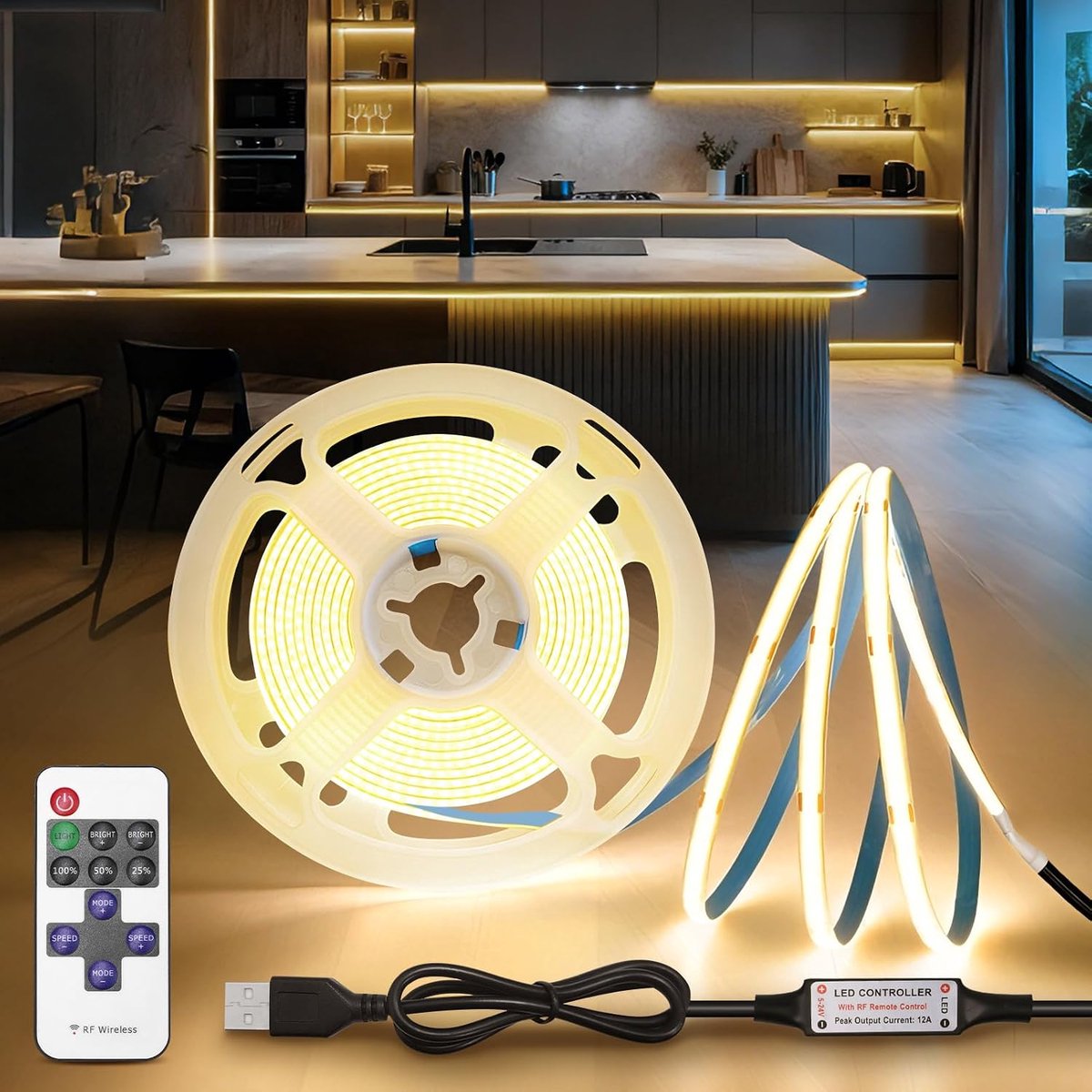 LED strip 2M dimbaar - Natuurlijk wit 4000K - Zelfadhesief - Perfect voor sfeerverlichting in slaapkamers - ShopVlot