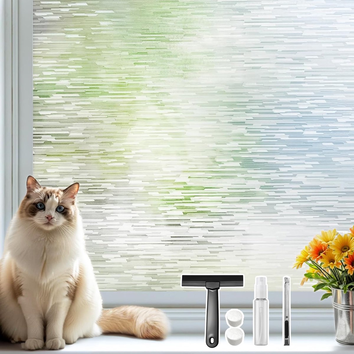 Raamfolie privacyfolie 60 x 200 cm - matte decoratieve sticker - statisch - anti-uv voor thuis - ShopVlot