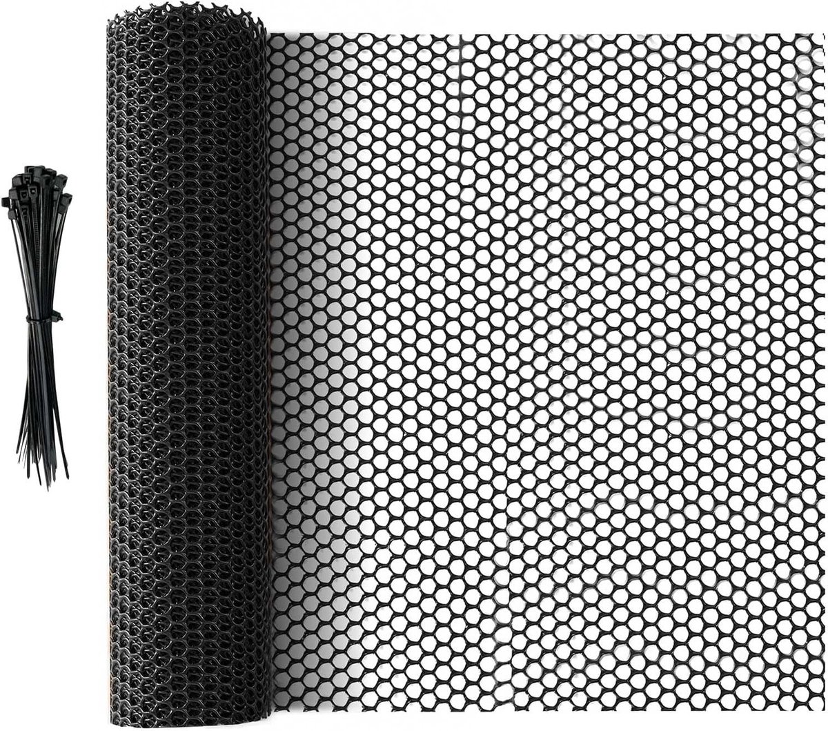Veelzijdig Zwart Plastic Rolnet, 10m x 40cm, Snijdbare Dierenafscherming, Duurzame Bescherming voor Planten en Trunks, Geschikt voor Katten, Honden en Konijnen