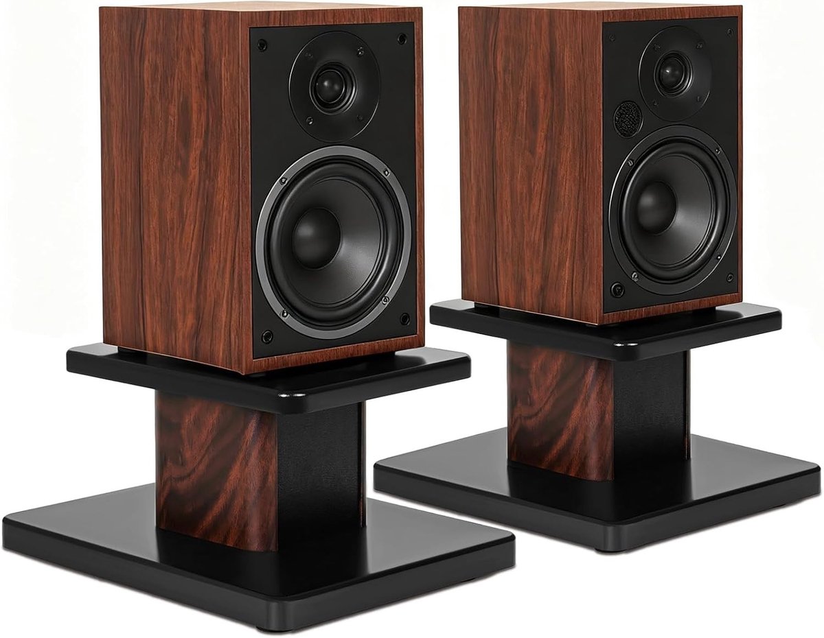 Set van 2 Houten Tafel Speaker Steunen, 15 cm, tot 50 kg, Universele Houder voor Tafel Speakers, Ideaal voor Thuisbioscoop en Geluidsinstallaties
