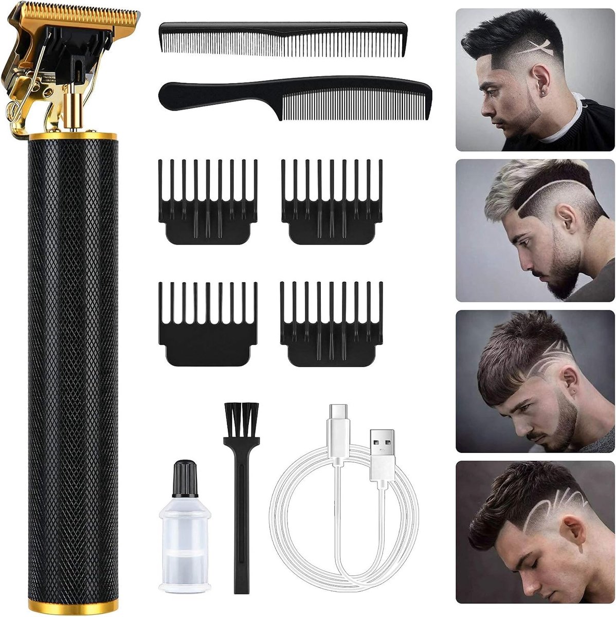 Professionele Haar- en Baardtrimmer voor Mannen - Precisie Langhaar Trimmer in Goud, Ideaal voor Stijlvolle Verzorging en Scheren