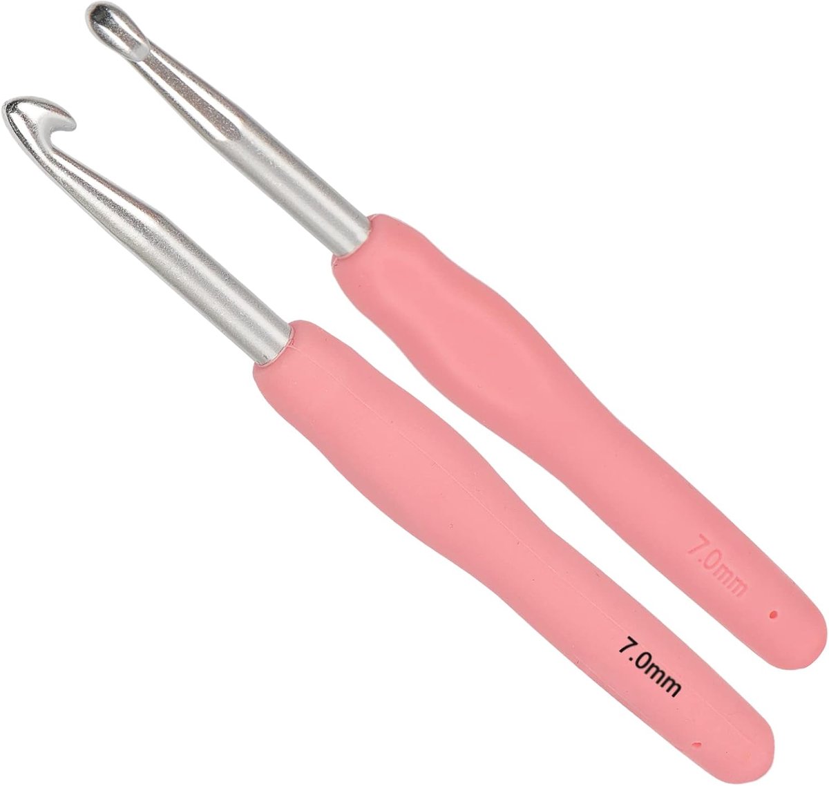 Coopay Crochet Hook 7mm 2 Pieces, Solid Metal Hooks UK Size, Ergonomic Soft Handles for Arthritic Hands, Lightweight - ShopVlot