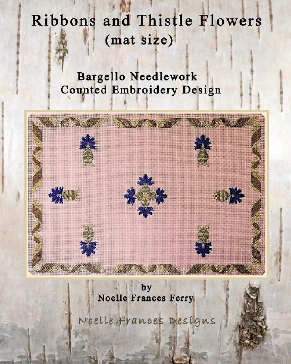 Bargello borduurmat Ribbons en distelbloemen - handgemaakt ontwerp - perfect voor creatievelingen - ShopVlot