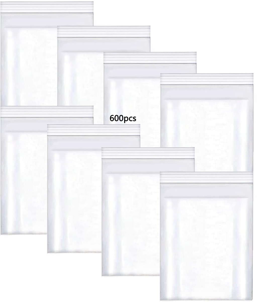 Druksluitzakjes klein 40 mm x 60 mm - hersluitbaar plastic - 600 stuks - ideaal voor organisatie - ShopVlot