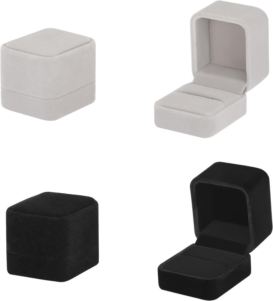 Elegante Ringdoos voor Verlovingsringen en Sieraden - Set van 2 Velours Dozen voor Trouwen en Cadeaus