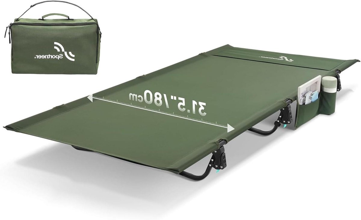 Veldbed - Klapbed Campingbed - Outdoor Ontspanning - Extra Breed Ontwerp - 80 cm Breed - Legergroen
