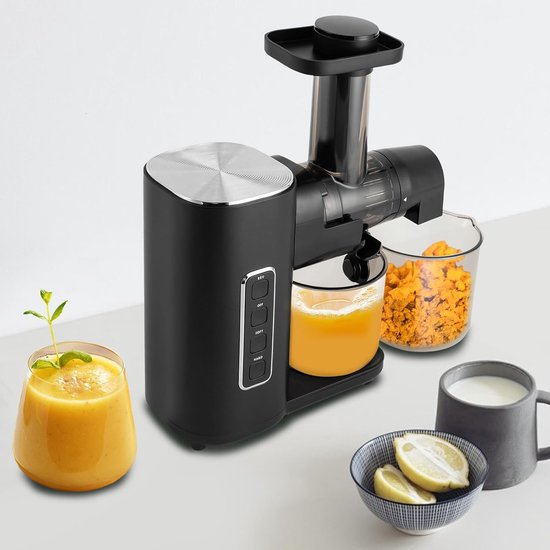 Elektrische sapcentrifuge - Fruitpers - Gezond sap maken - Zeventraps extrusietechnologie - 06 liter - Zwart — afbeelding 3