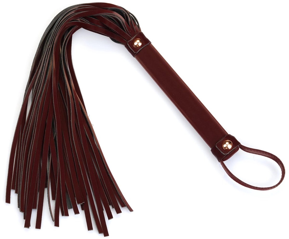 Liebe Seele - Metallic Shade Red - Vegan PU Lederen Flogger - Rood/Rosé Goud