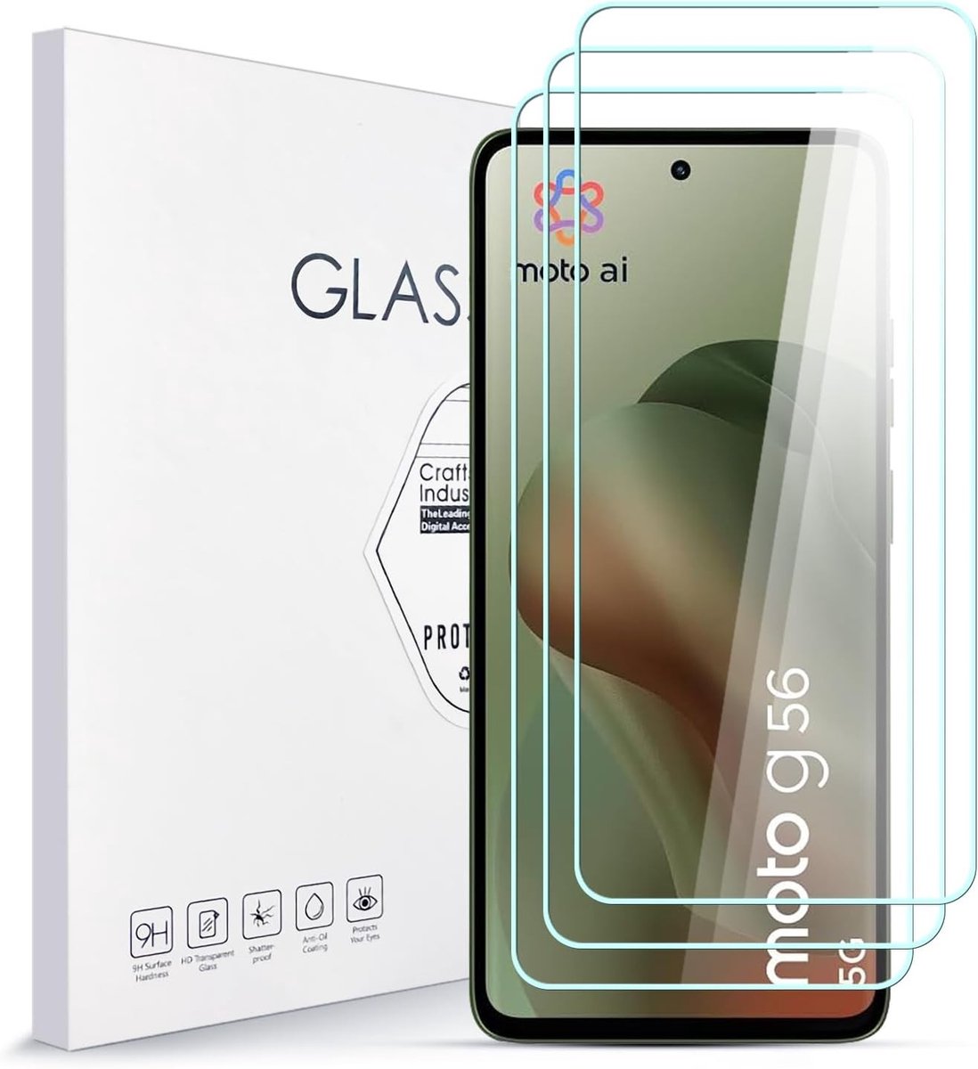 Hoogwaardige gehard glazen screen protector voor Moto G56 5G - 3-pack, 9H hardheid, bubbelvrije installatie en hoge definitie