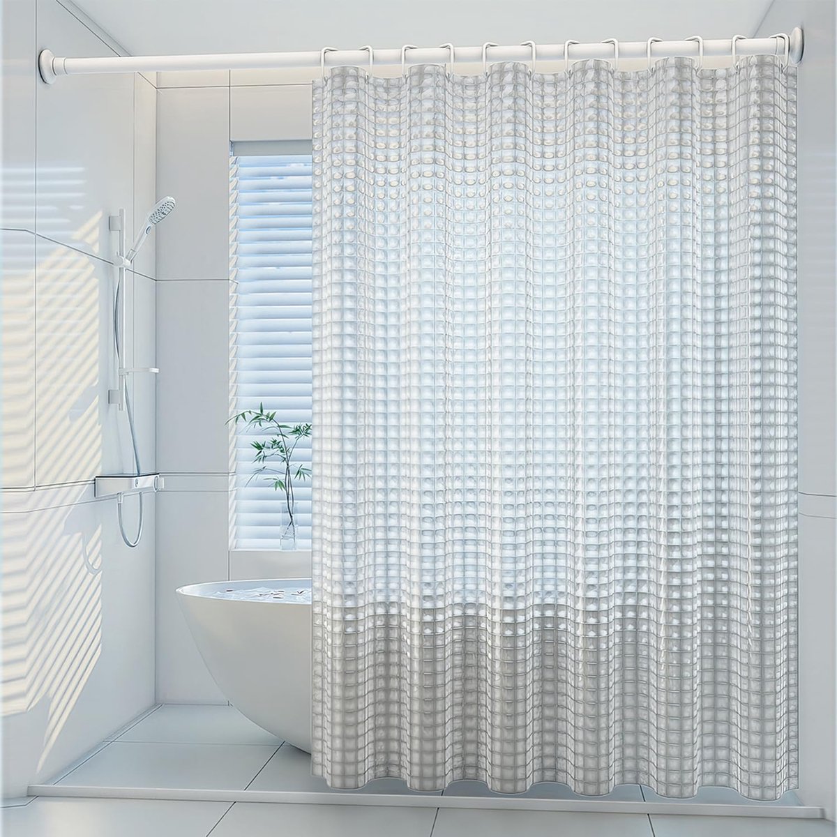Douchegordijn 120 x 200 cm - Transparant, Zware Kristal - Waterdicht, Sneldrogend - Schimmelwerend en Wasbaar - ShopVlot