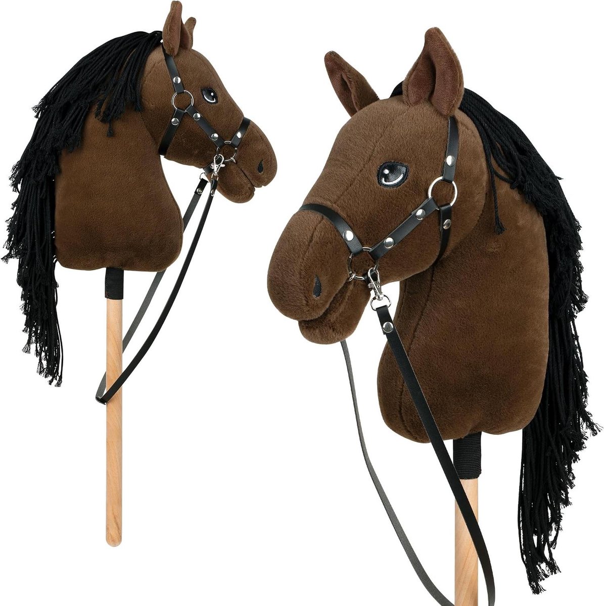 Stokpaardje - Hobby Horse - Paardrijden Nabootsen - Compleet met tuig - Kop 34 cm hoog - Blaze