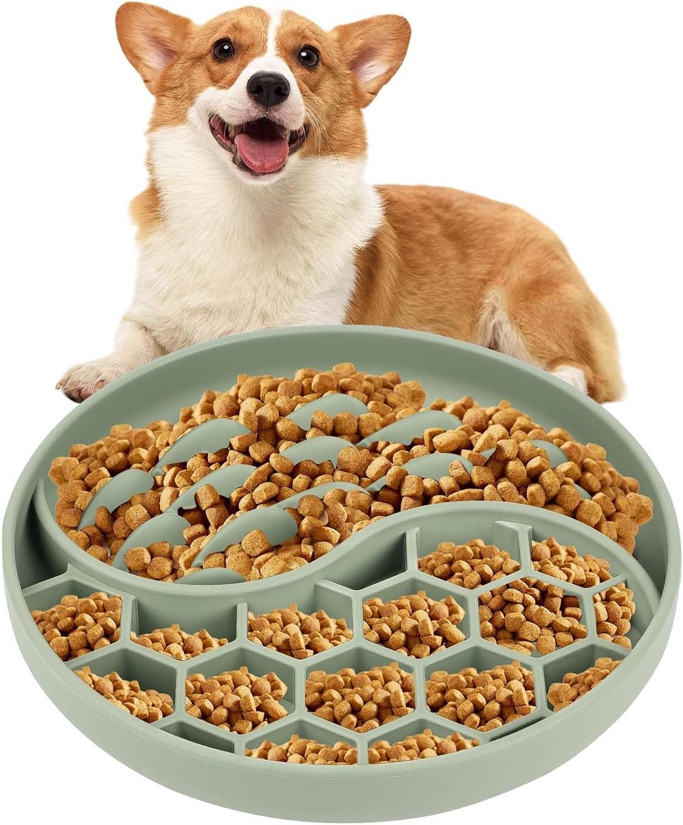 Anti-schrokbak - Honden voerbak - Langzaam eten - Met zuignappen - 20 cm - Groen