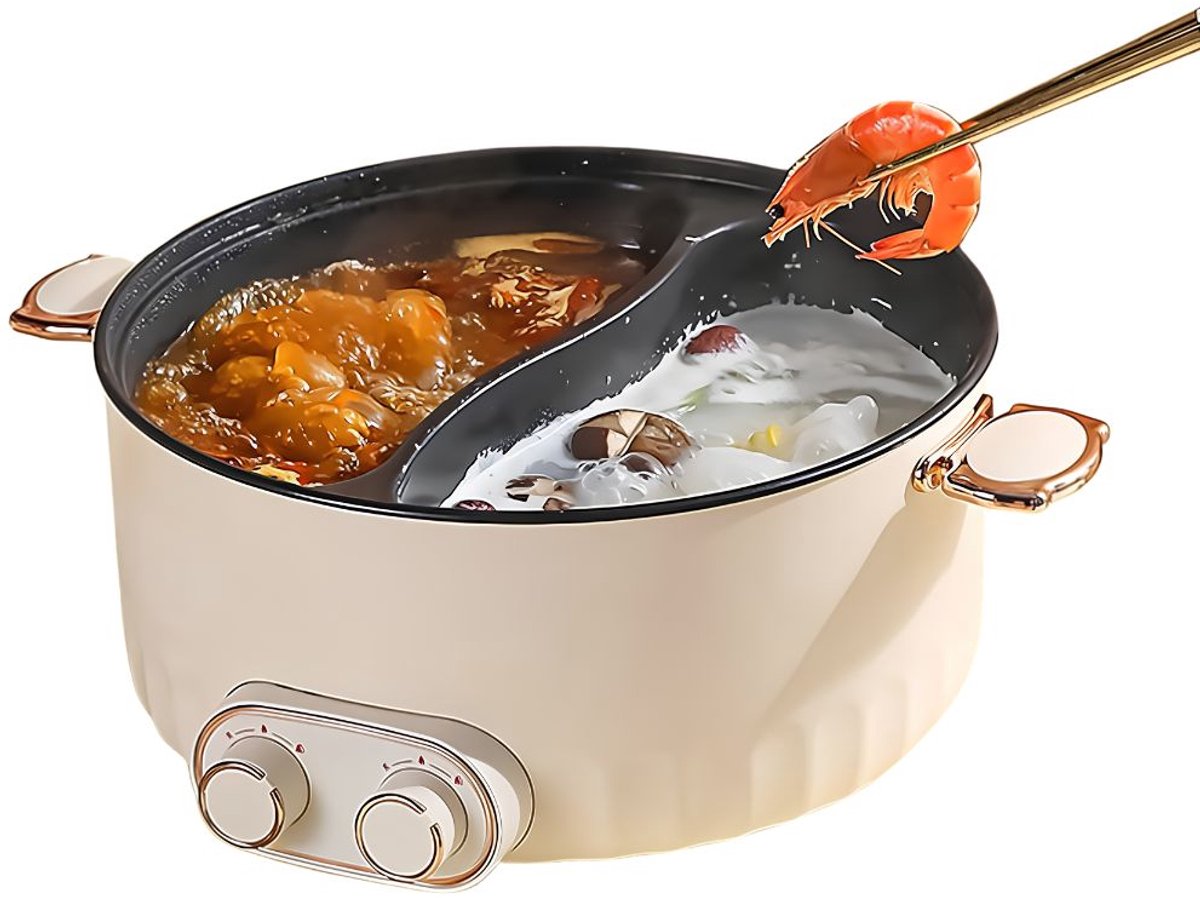 Lìon® Hotpot - Hotpot Electrisch - Hotpot Pan - Beige - ‎40cm x 40cm x 25cm