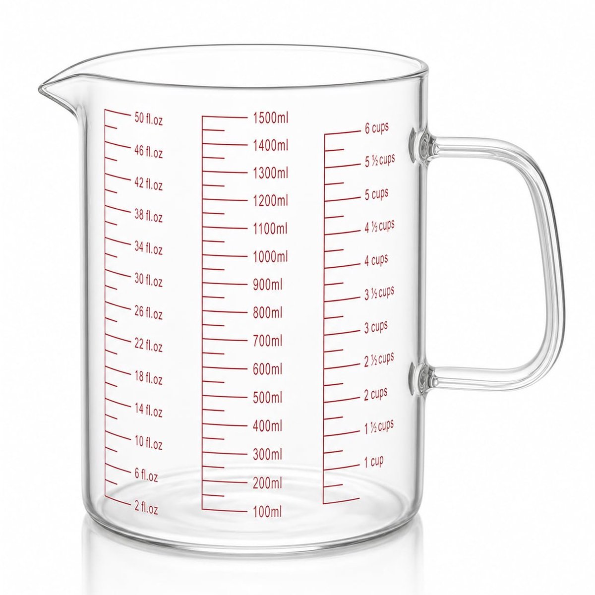 Glazen maatbeker 1500 ml - hittebestendig borosilicaatglas - nauwkeurig meten - ideaal voor koken en bakken - ShopVlot