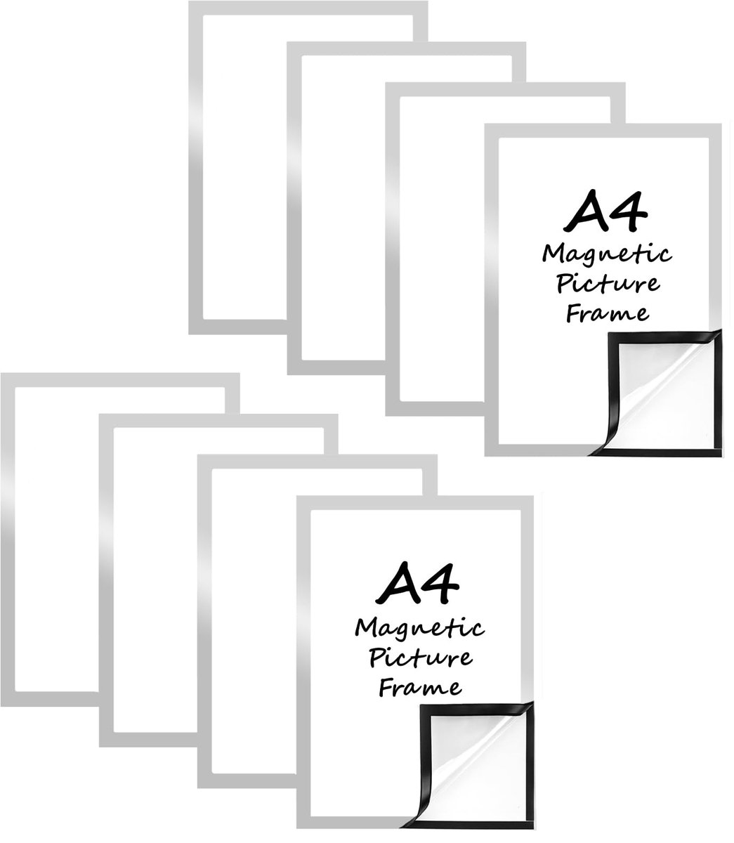 A4-fotolijsten set van 8 - zelfklevend, waterdicht, transparant - voor certificaten en posters - ShopVlot