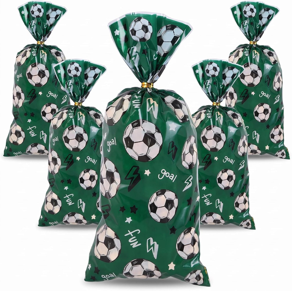PRECORN Voetbalcadeauzakjes, 50-delige set, cadeautasjes met voetbalmotief voor kinderverjaardag, voetbalfeest en - ShopVlot