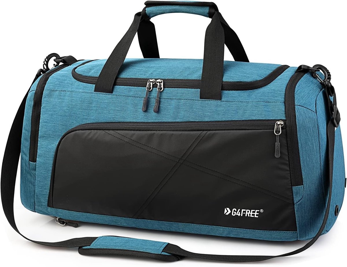 Reisrugzak - Pauw Blauw - 45L - 3-weg Sporttas met Natte Zak en Schoencompartiment - Voor Reizen en Sport