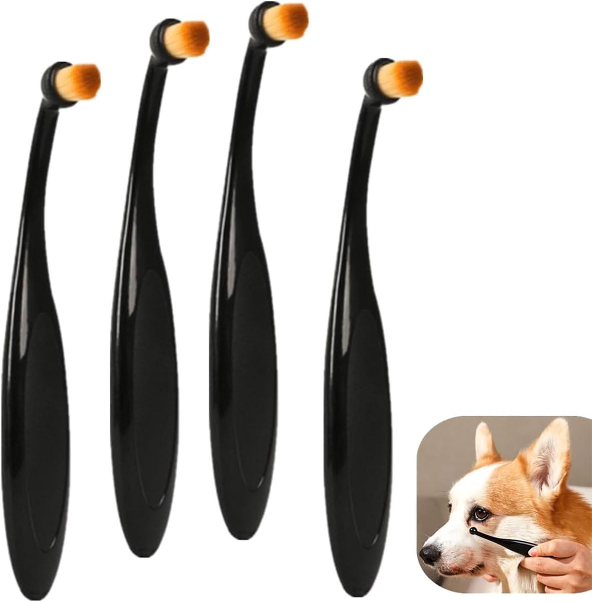 Pro Powder Applicator Brush for Dogs and Cats, 4 Pieces Tear Stain Remover Brush Washable Superfine Fiber Long Tapered - ShopVlot