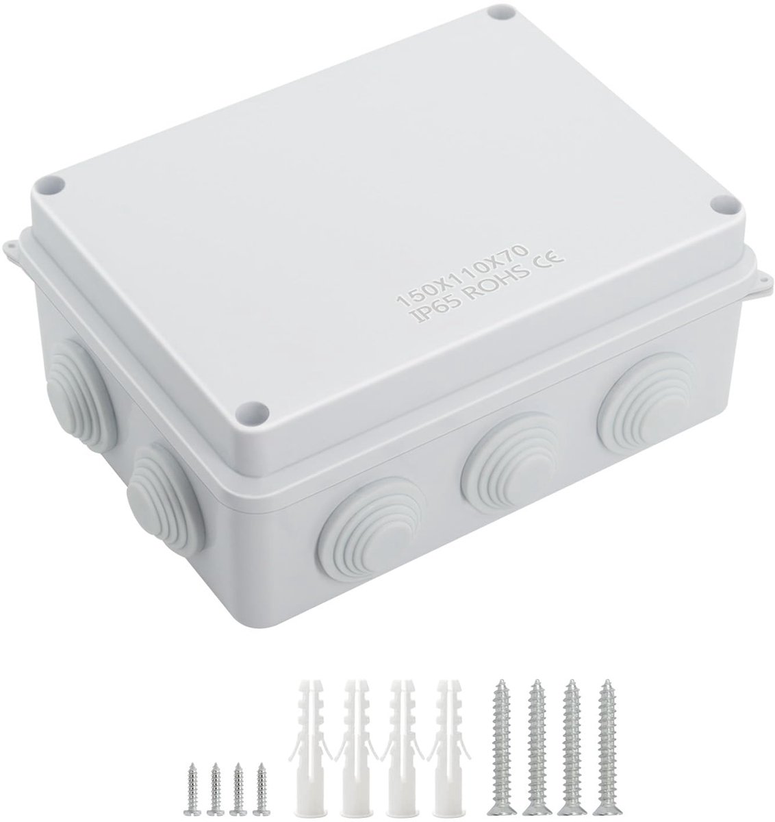 Junction Box 150 x 110 x 70mm - ABS kunststof - stof- en waterdicht IP65 - ShopVlot