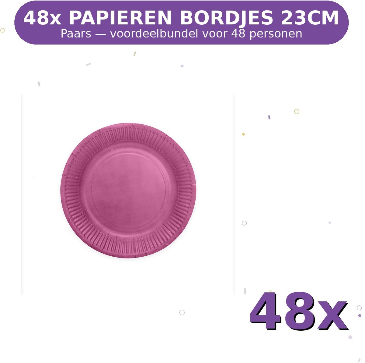 Bordjes 23cm FSC Paars - Voordeelverpakking 48 Stuks voor tot 48 Personen - Feestartikelen