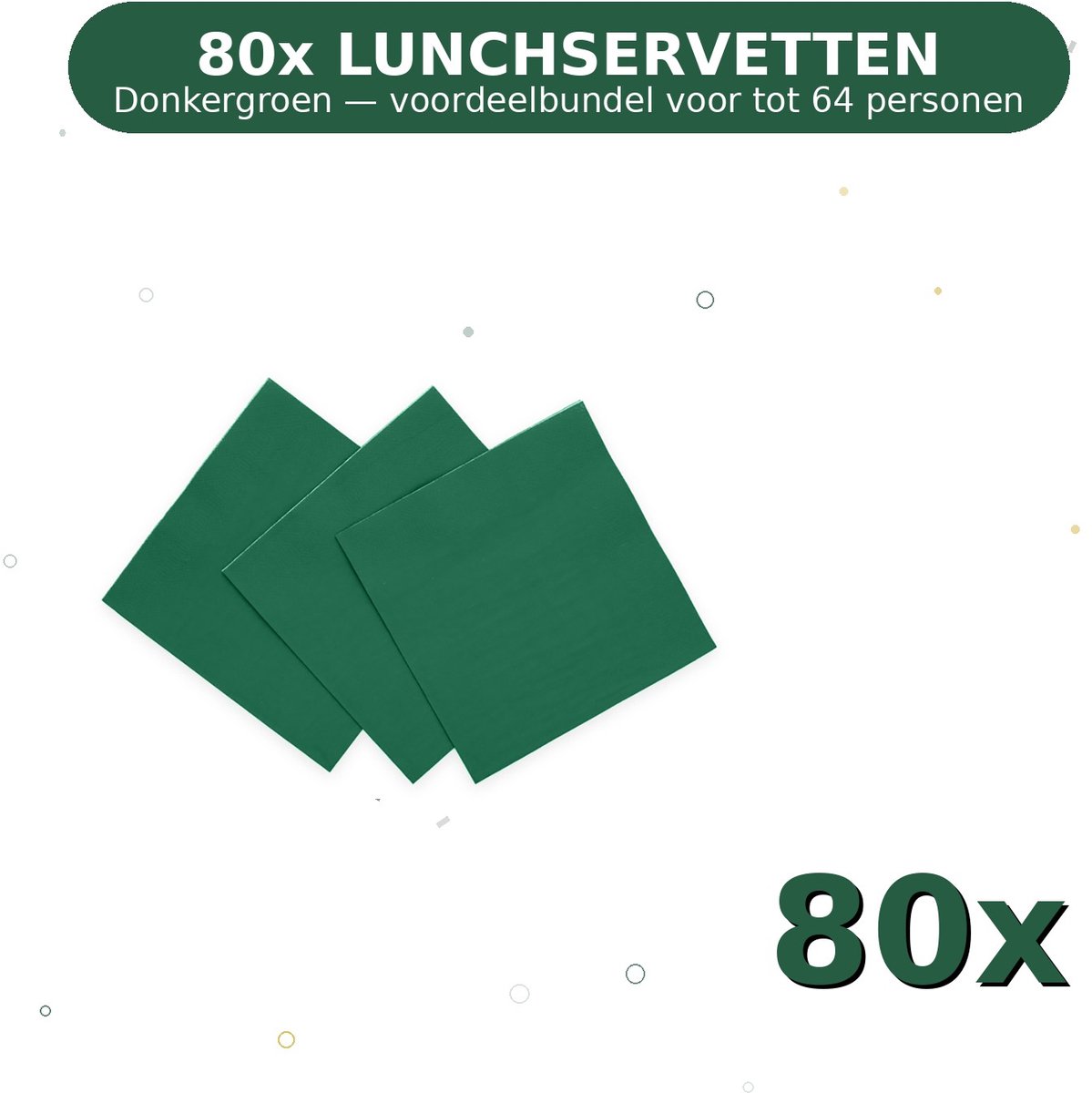 Lunch servetten 33x33cm FSC Donkergroen - Voordeelverpakking 80 Stuks voor tot 64 Personen - Feestartikelen