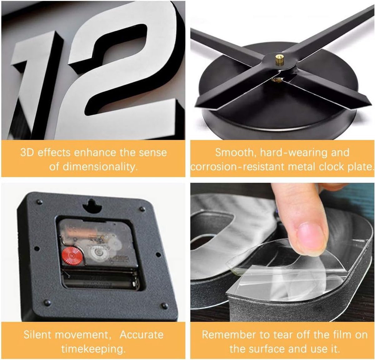 LZYMSZ Wall Clock DIY Stickers Modern Large 3D Wall Clock Mirror Surface Frameless Clock for Home Office Hotel - ShopVlot
