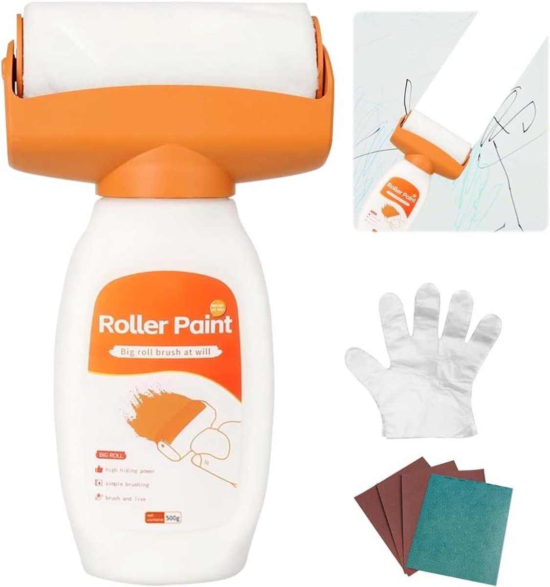 Wandverf Reparatieset voor Beschadigde Muren, Inclusief Reparatiekwast en Verf, 500 g, Ideaal voor Graffiti, Krassen en Vlekken