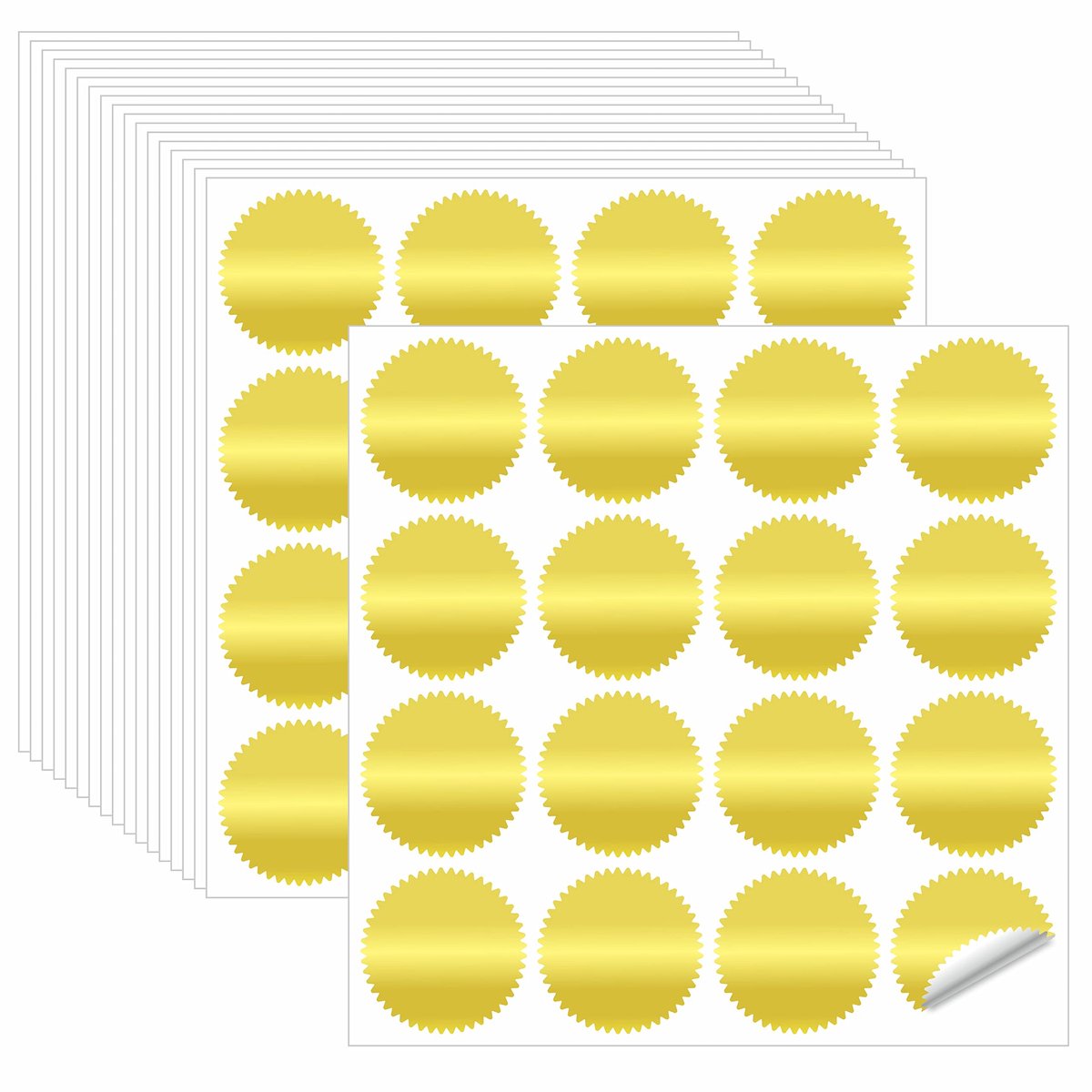 Ronde gouden metallic stickers 320 stuks - blanco reliëfstickers - gekartelde rand - perfect voor enveloppen - ShopVlot