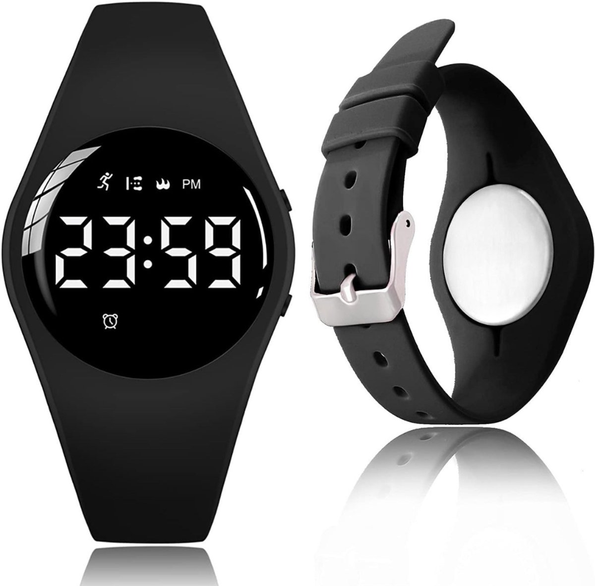 Allvia® Stappenteller Kinderen - Stappenteller Armband - Stappenteller Dames - Zwart - 23cm x 4cm x 2cm