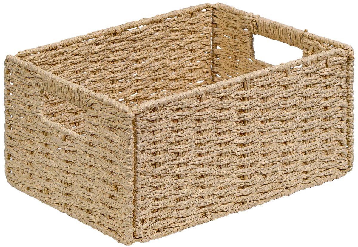 Opbergmand 30x15x12 cm - handgemaakte vlechtmand - decoratief voor woonkamer of badkamer - perfect voor wc-papier - ShopVlot