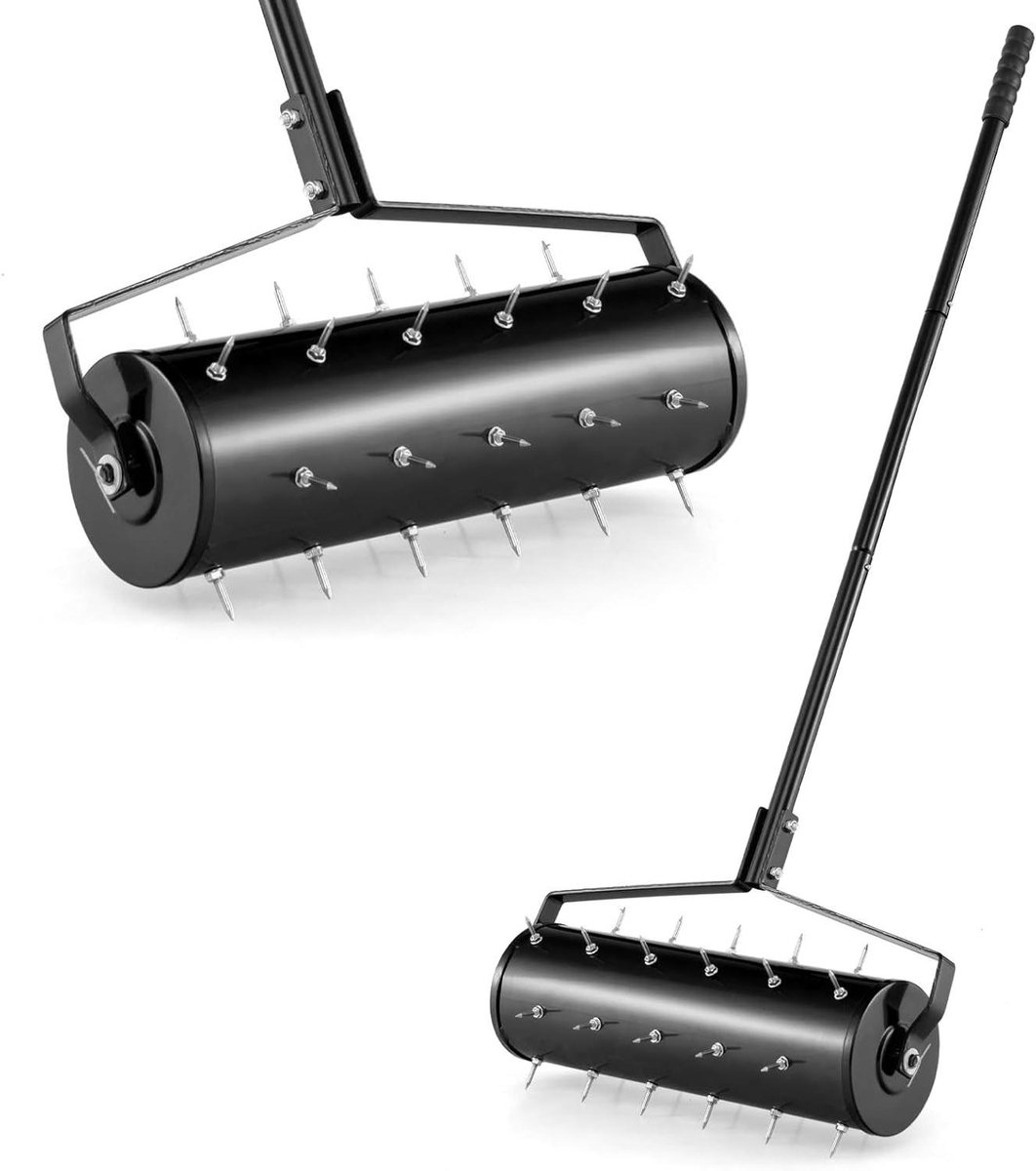 Gazonbeluchter Handmatig - Grastrimmer Aerator - Gazon Onderhoud - Met 29 Spijkers - 53 x 130 cm - Zwart