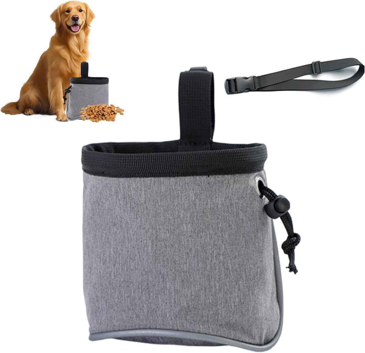Honden Snacktas met Poepzakjes Dispenser, Ideaal voor Training en Wandelen, Reflecterende Strips en Verstelbare Tailleband