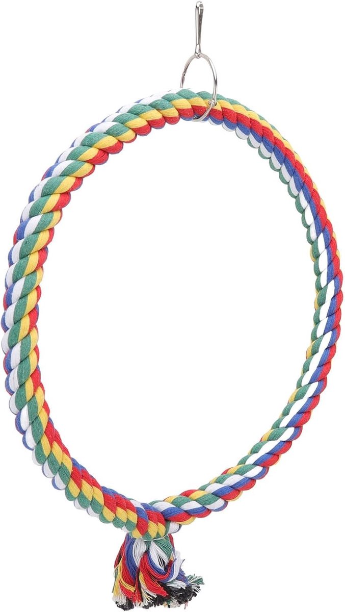 Papegaaischommel met Ring en Katoenen Touw - Perfecte Klimcirkel voor Vogels - Geschikt voor Binnen en Buiten Spelen, Stimuleert Activiteit en Speelplezier