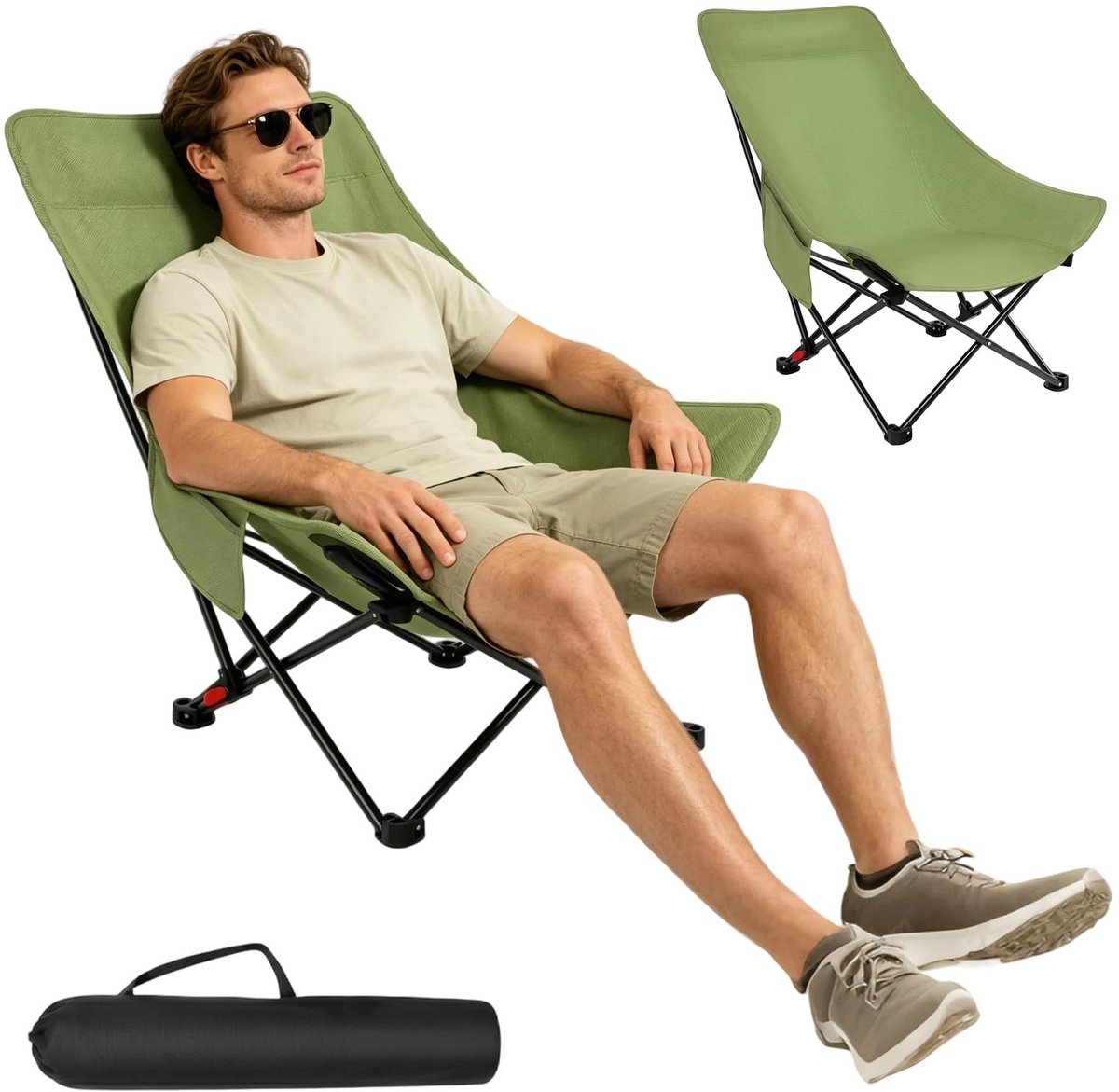 Tutamaz Campingstoel, opvouwbare stoel met hoge rugleuning, outdoor campingstoel, 150 kg draagkracht, compacte - ShopVlot