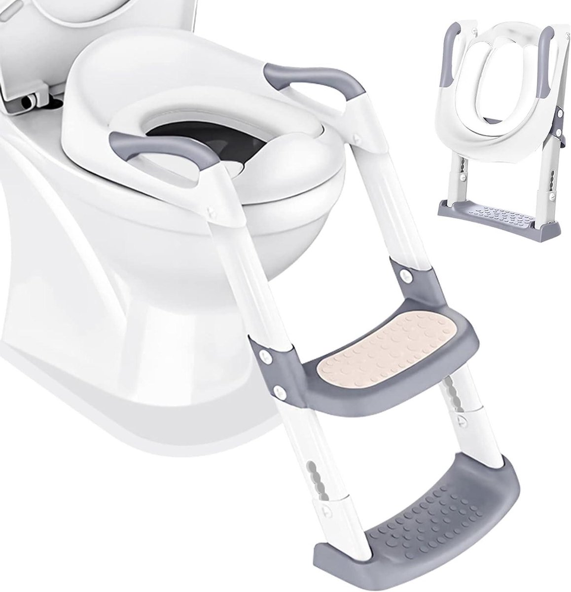 Potjestraining Toiletstoel - Kinder Potje - Zindelijkheidstraining Baby - Inclusief Ladder - Verstelbaar - Wit