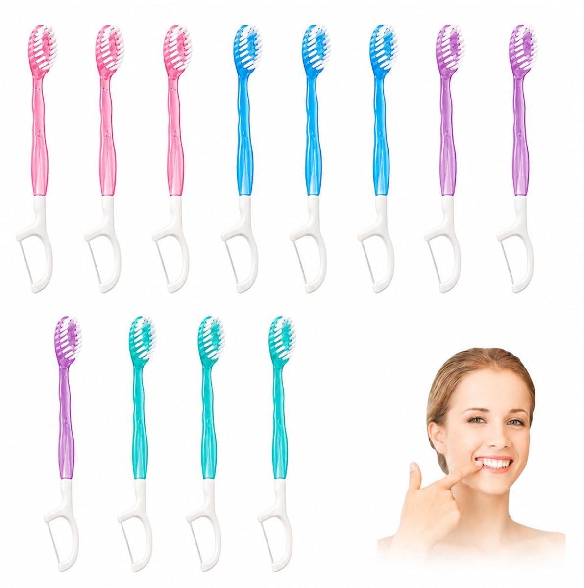 wegwerptandenborstels 12 stuks - met tandpasta - 5-in-1 set - ideaal voor reizen - ShopVlot