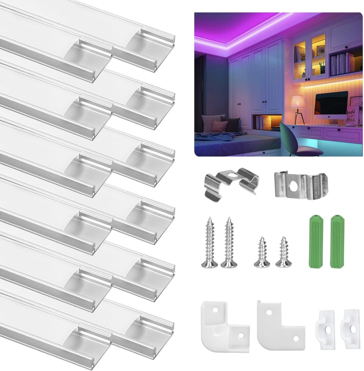 LED Aluminium Profiel 1m - U-Vorm - Inclusief eindkap en bevestigingsclip - Geschikt voor binnen en buiten - ShopVlot