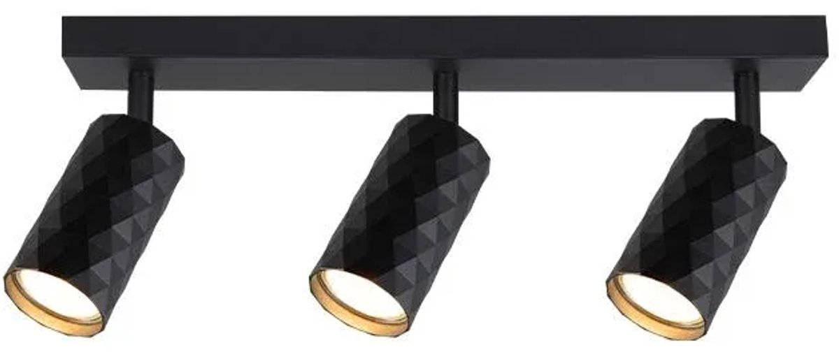 Plafondlamp GU10 LED Glamour verstelbaar x3 zwart