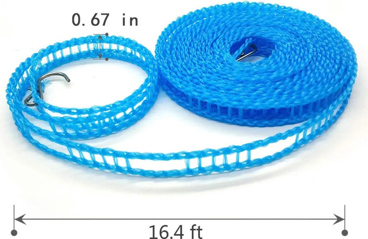 Draagbare, verstelbare, winddichte en antislip waslijn Geschikt voor op reis, ideaal Geschikt voor kamperen en reizen.