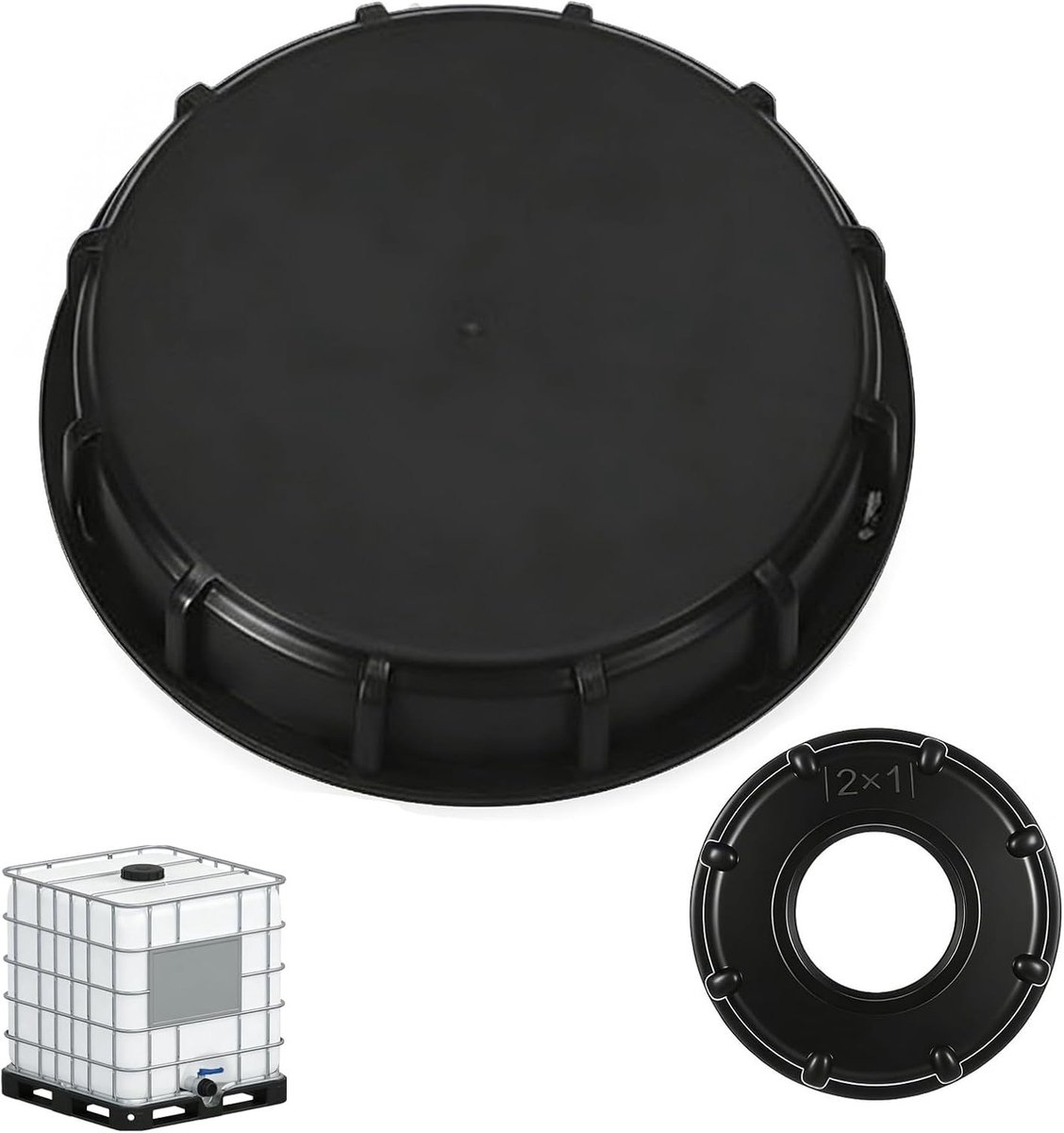 2 Stuks IBC Tank Deksel en IBC Adapterdop 1" met Vrouwelijke Draad, Wateropslag Accessoires voor 1000L IBC Container en Regenwateropvang