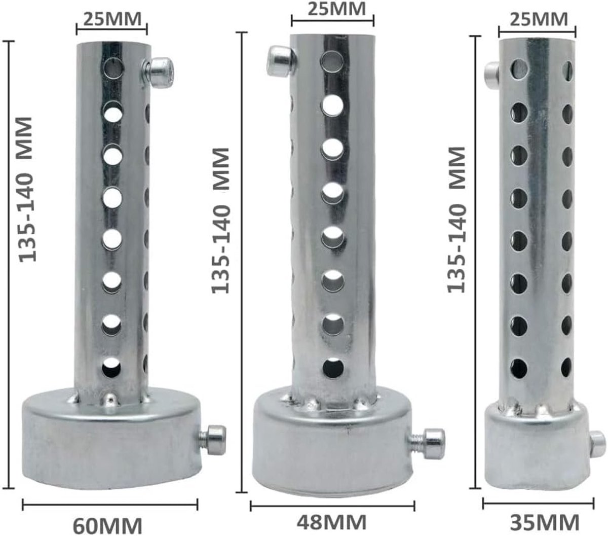 Universele Verstelbare Uitlaatdemper voor Motorfietsen, Verwijderbare Baffle voor 35/48/60mm Uitlaatpijp, Zwart/Zilver, Geluidsdemper, Motoraccessoires, Hoogwaardige Prestaties
