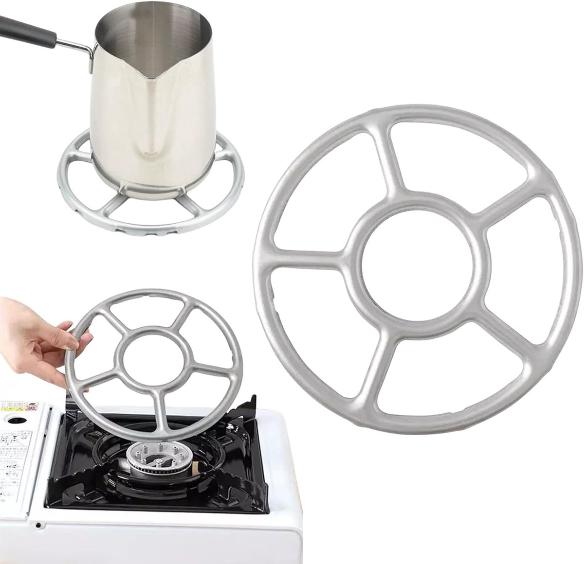 SnelShoppen - Pan Holder, Cross Reducing Stand, Multifunctionele Keuken Grillhouder voor Gasring, Gietijzeren Wokhouder voor Moka Koffiemachines, Alum